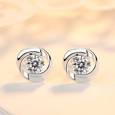 S925 pure silver rose earrings with petal shaped earrings