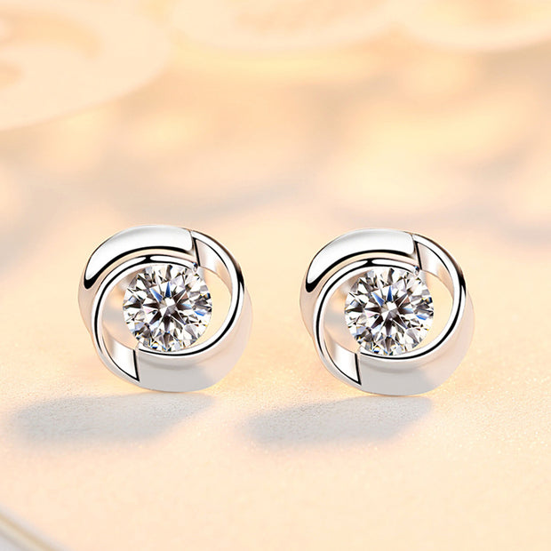 S925 pure silver rose earrings with petal shaped earrings