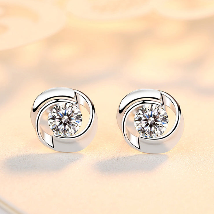 S925 pure silver rose earrings with petal shaped earrings