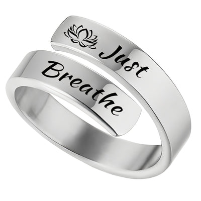 Open mouth jewelry for women Just Breathe letter ring