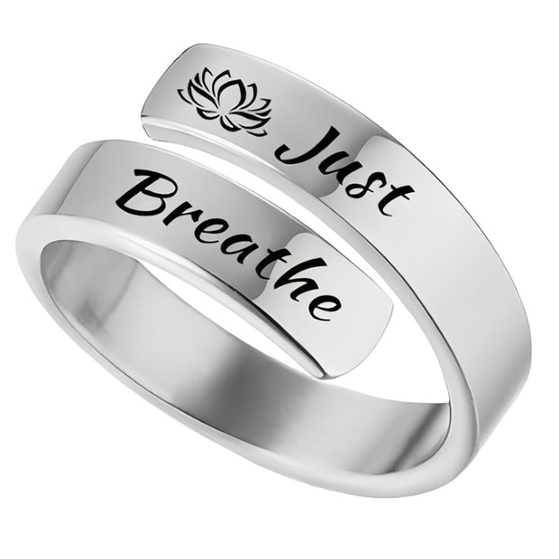 Open mouth jewelry for women Just Breathe letter ring