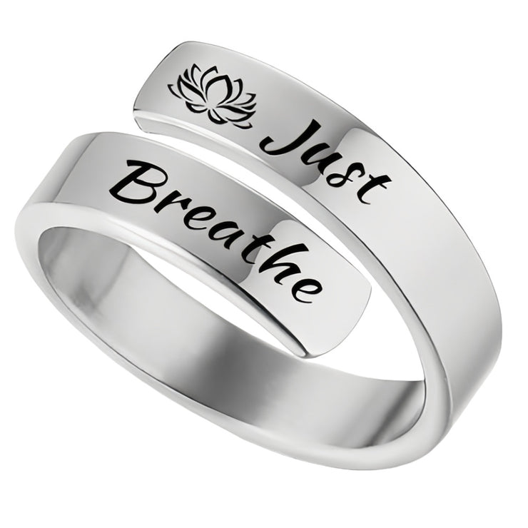 Open mouth jewelry for women Just Breathe letter ring
