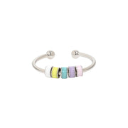Colorful Drip Oil Adhesive Rotating Anxiety Open Ring for Women