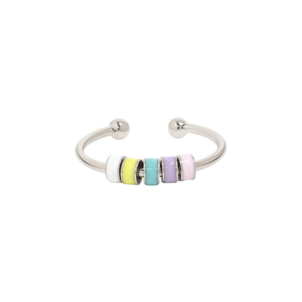Colorful Drip Oil Adhesive Rotating Anxiety Open Ring for Women