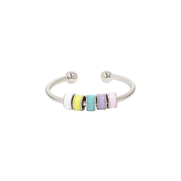 Colorful Drip Oil Adhesive Rotating Anxiety Open Ring for Women