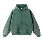 Solid color distressed fleece hoodie