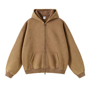 Solid color distressed fleece hoodie