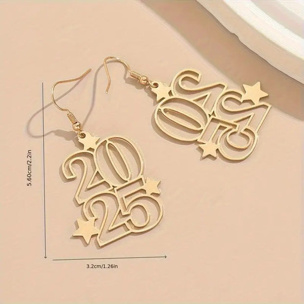 New digital earrings creative fashion boho style 2025 design new year earrings