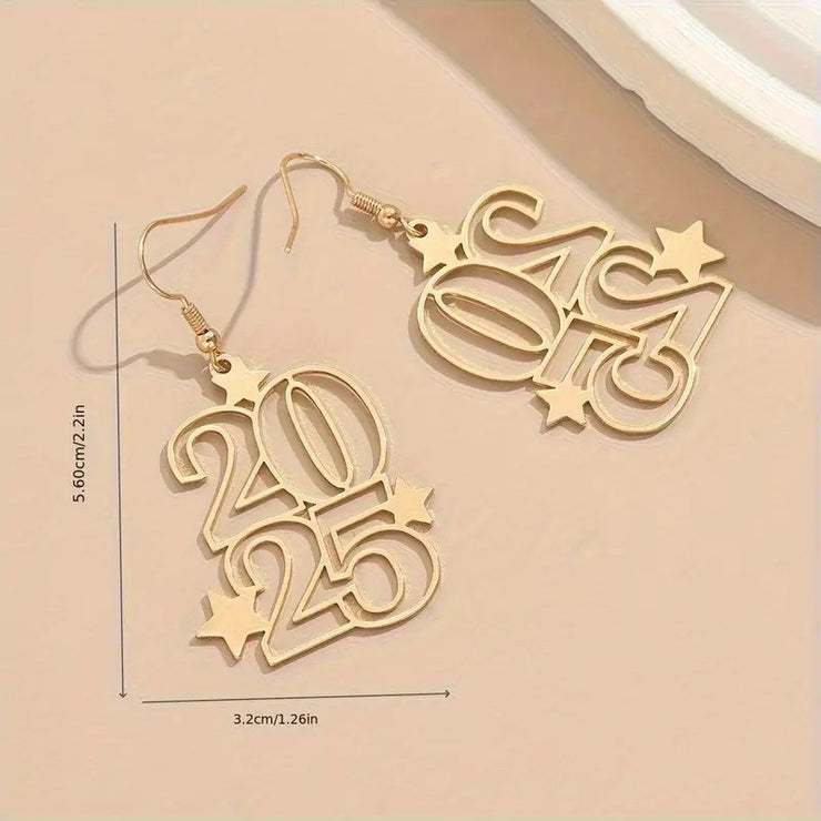 New digital earrings creative fashion boho style 2025 design new year earrings