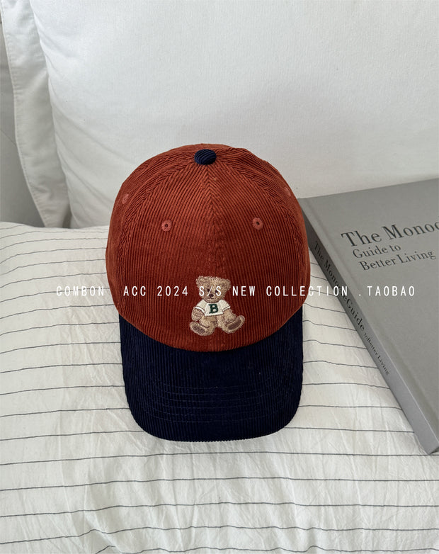 Cute bear embroidered baseball hat for women
