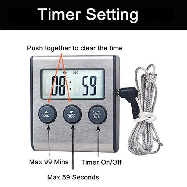 Kitchen Food Thermometer Electronic Timer Probe