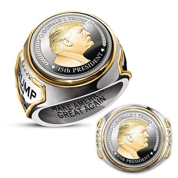 Personalized American President Trump Ring Two-color