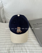 Cute bear embroidered baseball hat for women