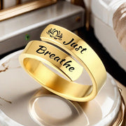 Open mouth jewelry for women Just Breathe letter ring