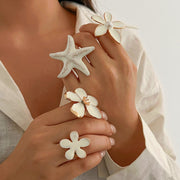 Personalized drip oil five petal flower three-dimensional ring