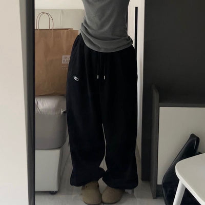 Cotton flannel snow sweatpants with loose silhouette