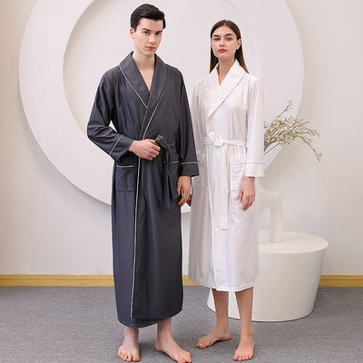 Thin satin bathrobe with quick drying water absorption for couples women's
