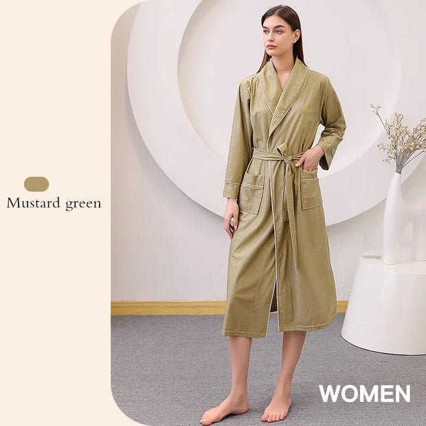 Thin satin bathrobe with quick drying water absorption for couples women's