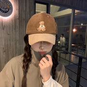 Cute bear embroidered baseball hat for women