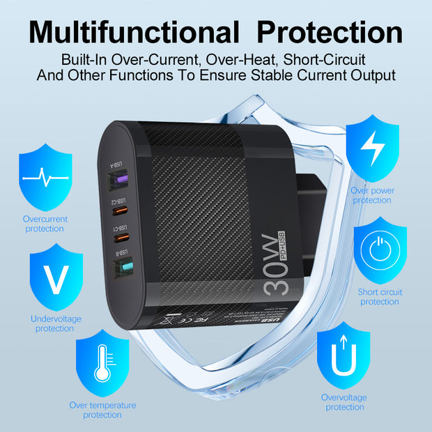 2USB Type-C 30W Mobile Phone Charger