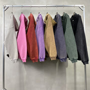 Solid color distressed fleece hoodie