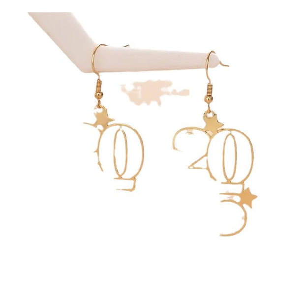 New digital earrings creative fashion boho style 2025 design new year earrings