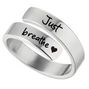 Open mouth jewelry for women Just Breathe letter ring