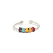 Colorful Drip Oil Adhesive Rotating Anxiety Open Ring for Women