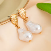 Baroque pearl geometric pendant earrings French