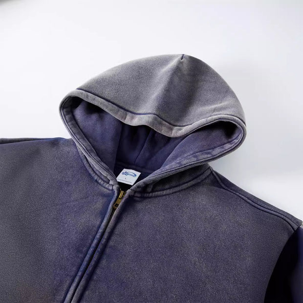 Solid color distressed fleece hoodie