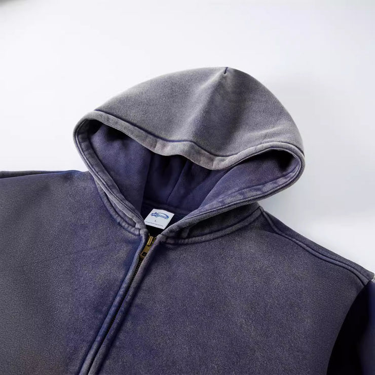 Solid color distressed fleece hoodie