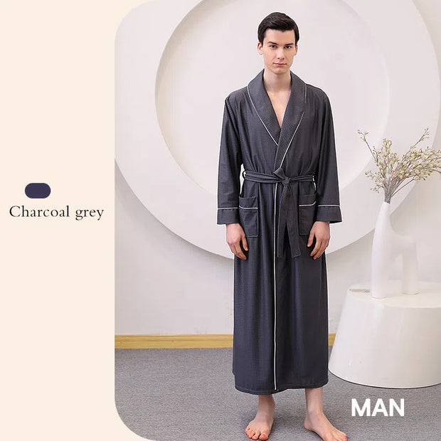 Thin satin bathrobe with quick drying water absorption for couples women's