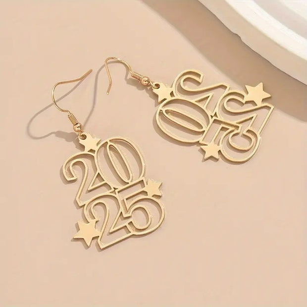 New digital earrings creative fashion boho style 2025 design new year earrings