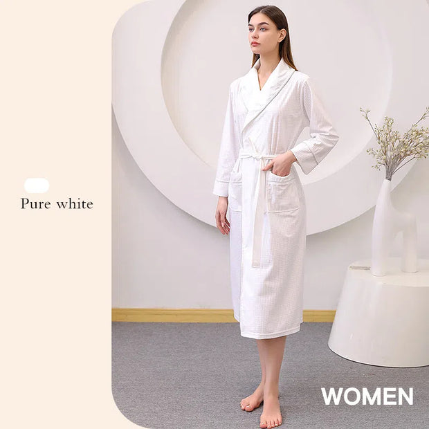 Thin satin bathrobe with quick drying water absorption for couples women's