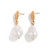 Baroque pearl geometric pendant earrings French
