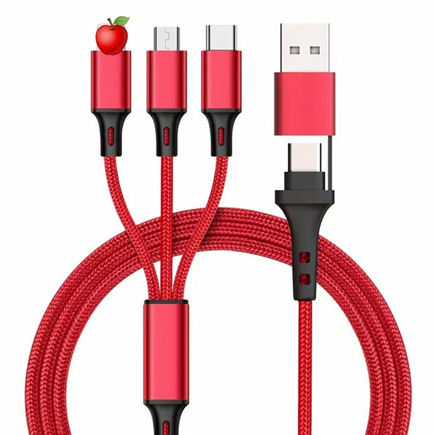 PD two to three braided data cable Type-C three in one car phone charging