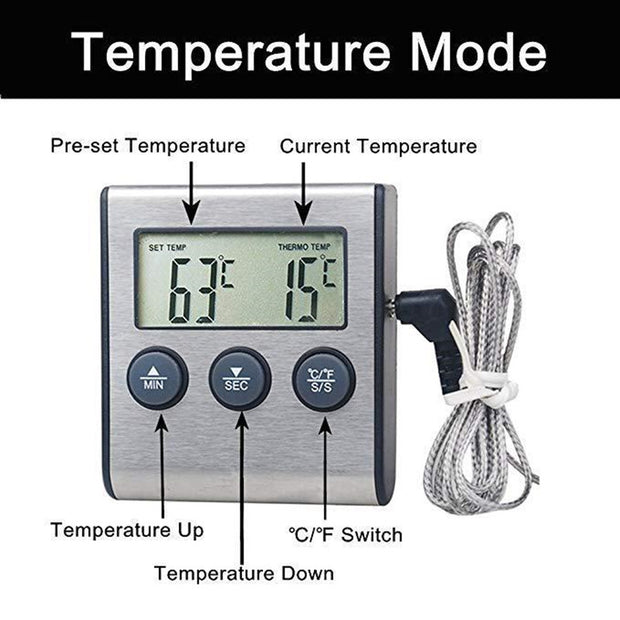 Kitchen Food Thermometer Electronic Timer Probe