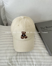 Cute bear embroidered baseball hat for women