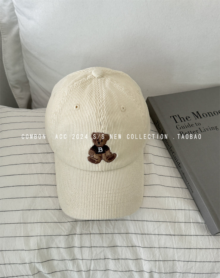 Cute bear embroidered baseball hat for women