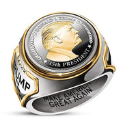Personalized American President Trump Ring Two-color