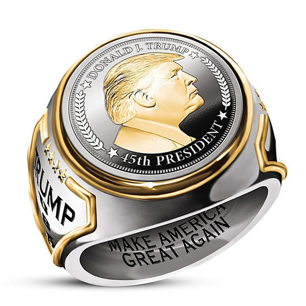 Personalized American President Trump Ring Two-color