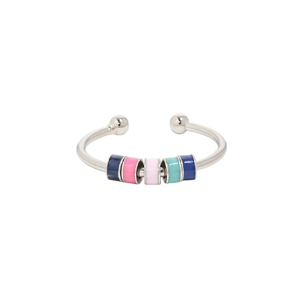 Colorful Drip Oil Adhesive Rotating Anxiety Open Ring for Women