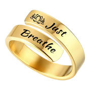 Open mouth jewelry for women Just Breathe letter ring