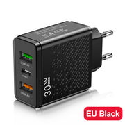 LED 2USB+PDType-C mobile phone charger with multiple ports,