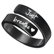 Open mouth jewelry for women Just Breathe letter ring