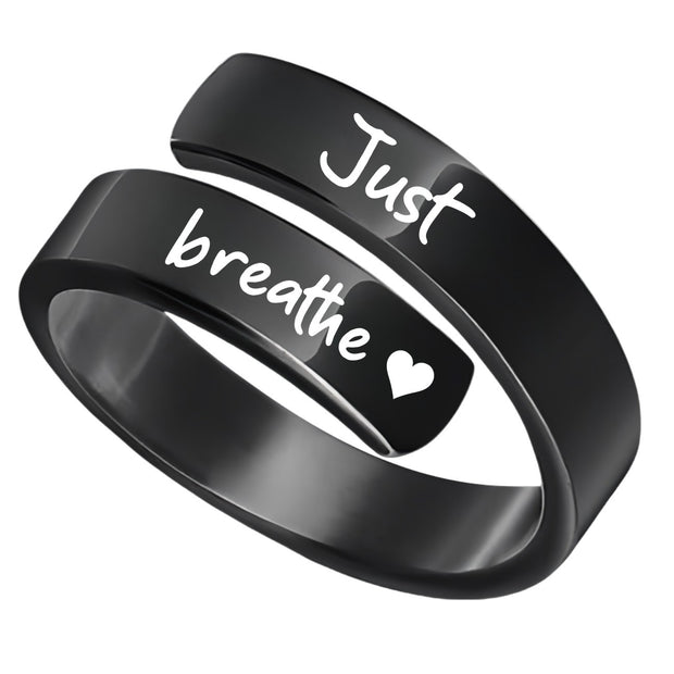Open mouth jewelry for women Just Breathe letter ring