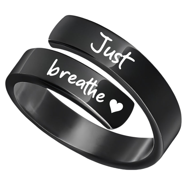 Open mouth jewelry for women Just Breathe letter ring