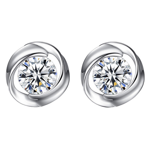 S925 pure silver rose earrings with petal shaped earrings