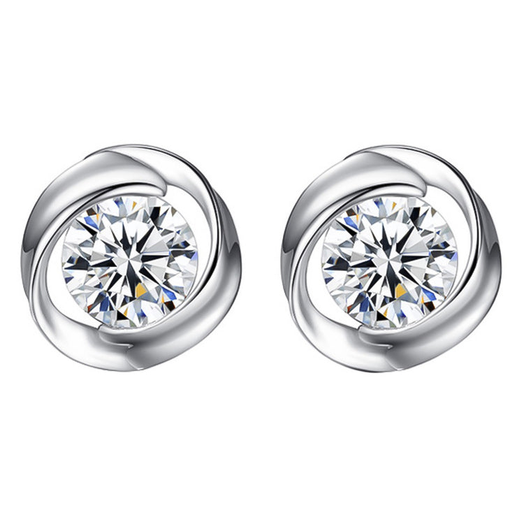 S925 pure silver rose earrings with petal shaped earrings