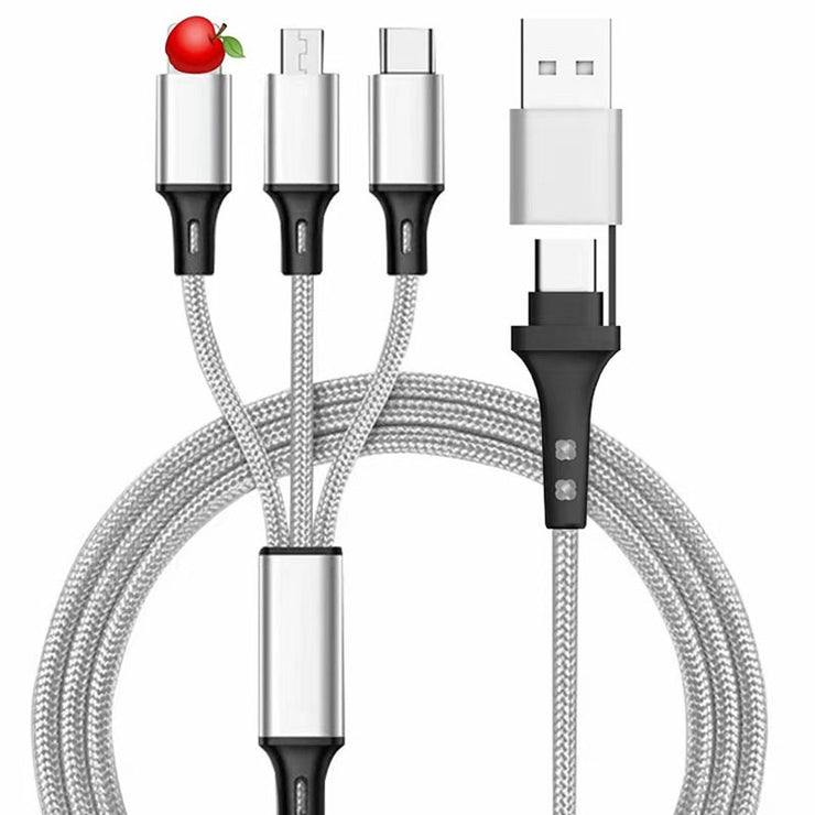 PD two to three braided data cable Type-C three in one car phone charging